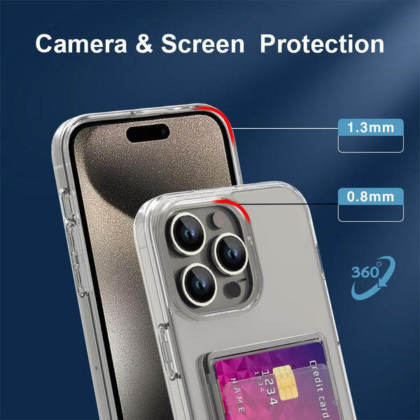 Clear Wallet Card Case for iPhone 15 Pro Max