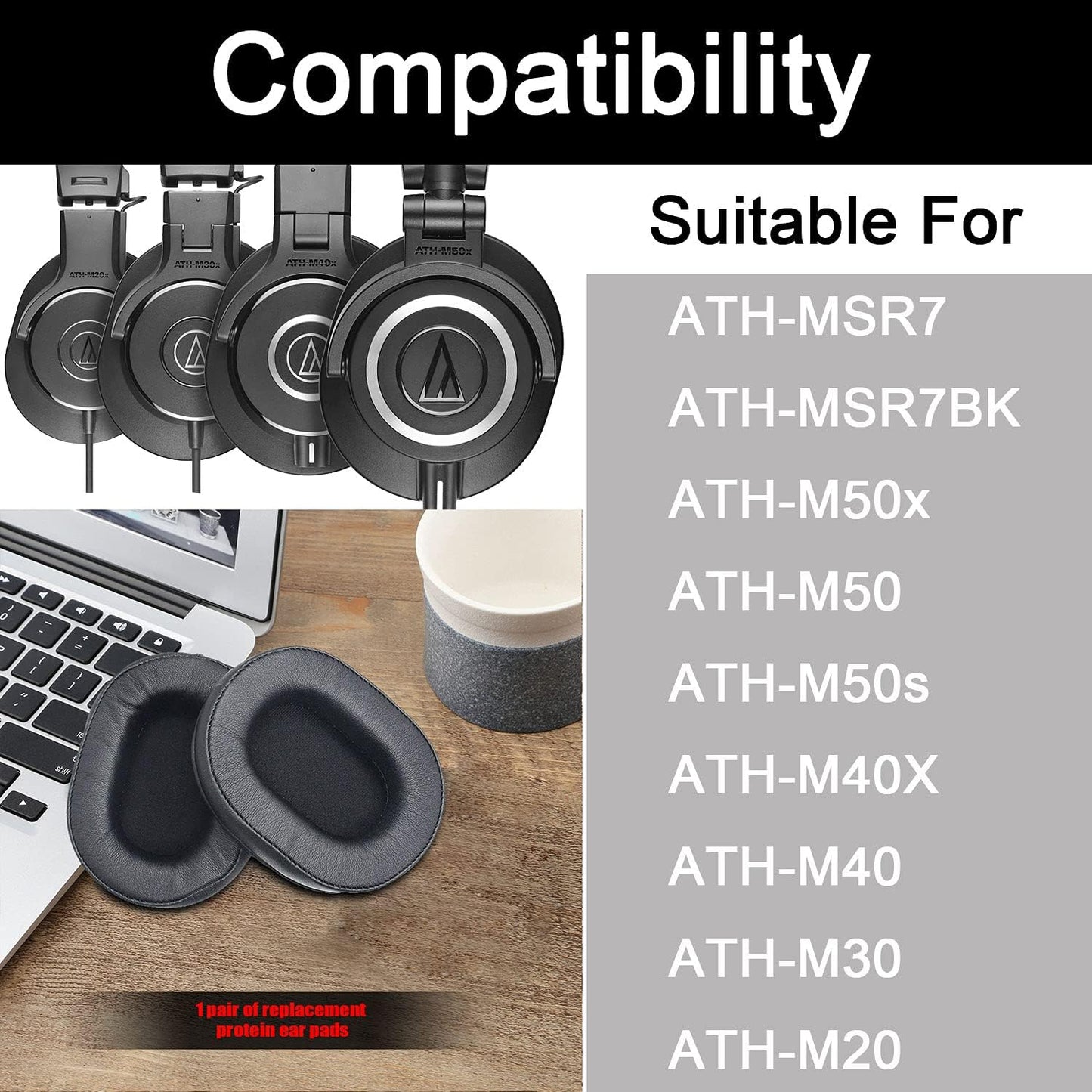 Replacement Earpads for Audio Technica M20X