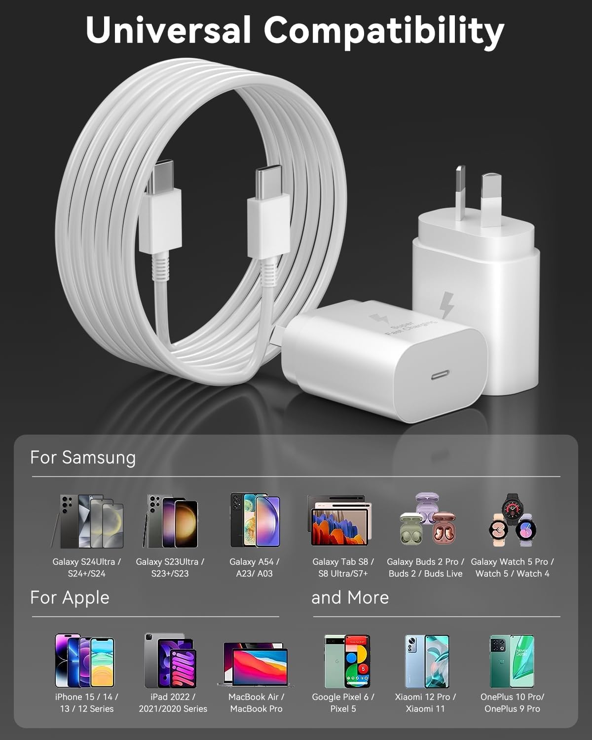 iPhone 17 Pro Compatible 25W Fast Charger with cable