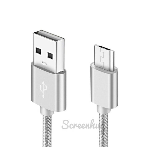 Nylon Micro USB Cable - Silver