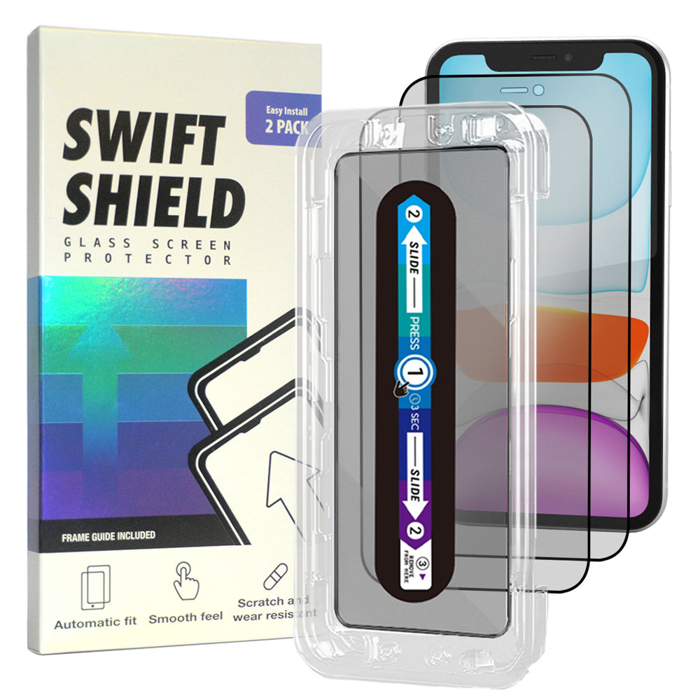 iPhone 11 Matte Anti-Glare Premium Tempered Glass Screen Protector Alignment Kit by SwiftShield [2-Pack]