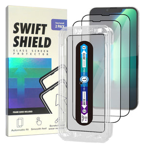 iPhone 13 Pro Max Clear Premium Tempered Glass Screen Protector Alignment Kit by SwiftShield [2-Pack]