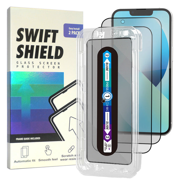 iPhone 13 Matte Anti-Glare Premium Tempered Glass Screen Protector Alignment Kit by SwiftShield [2-Pack]