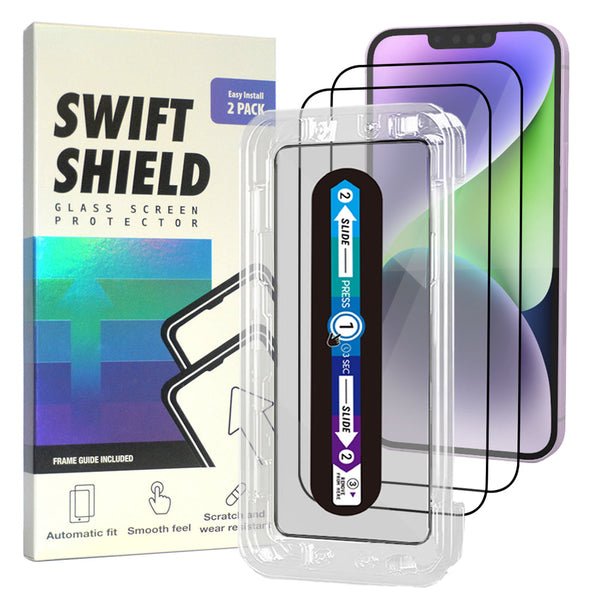 iPhone 14 Plus Clear Premium Tempered Glass Screen Protector Alignment Kit by SwiftShield [2-Pack]