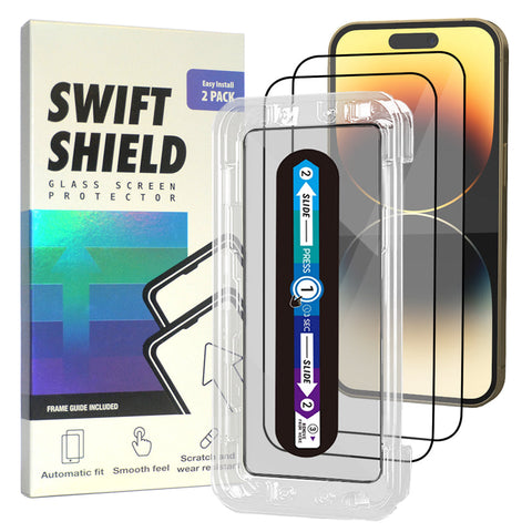 iPhone 14 Pro Max Clear Premium Tempered Glass Screen Protector Alignment Kit by SwiftShield [2-Pack]