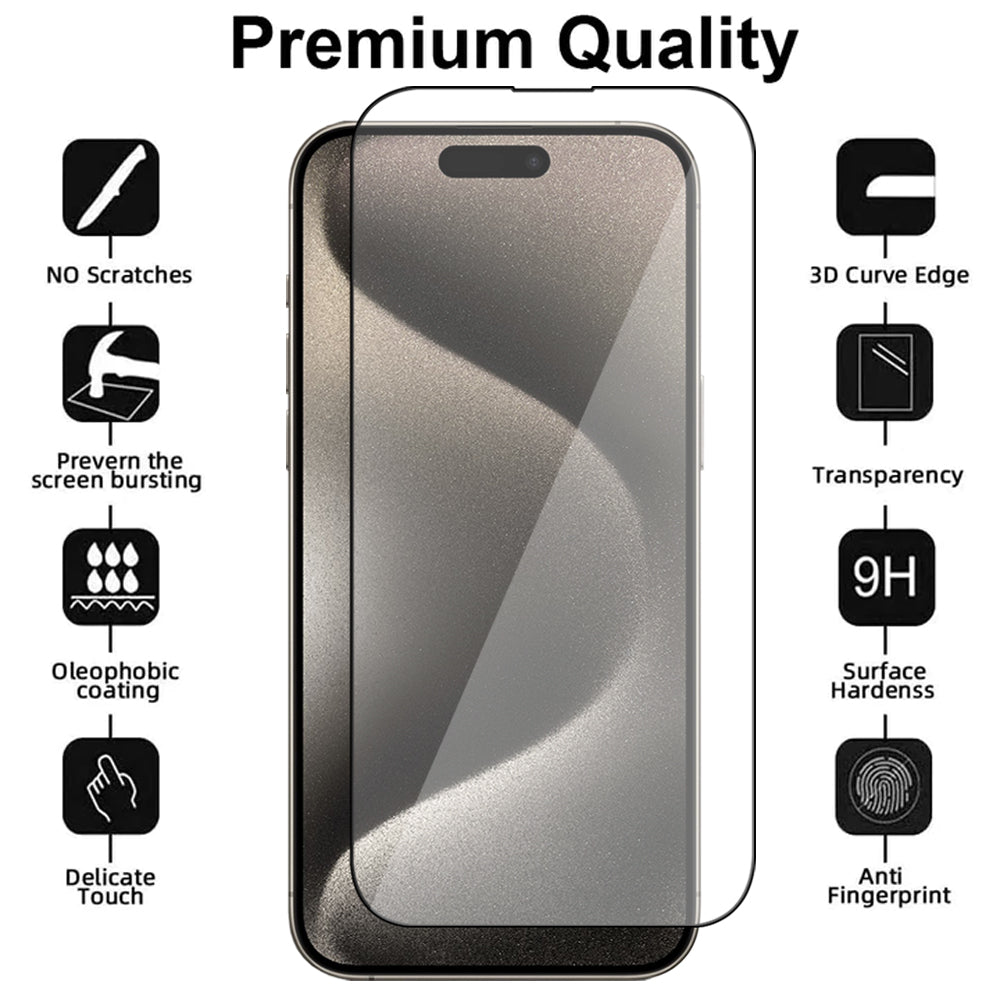 Full Cover Glass Screen Protector for iPhone 15 Pro Max