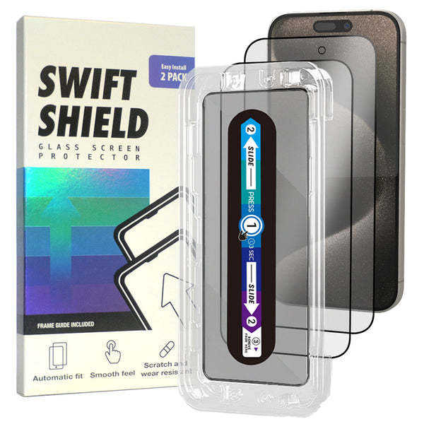 iPhone 15 Pro Max Matte Anti-Glare Premium Tempered Glass Screen Protector Alignment Kit by SwiftShield [2-Pack]