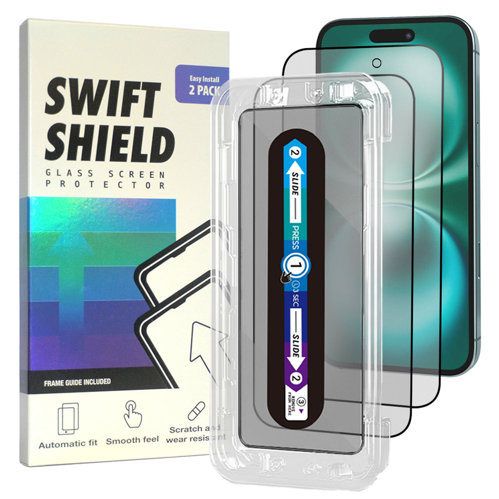 iPhone 16 Plus Matte Anti-Glare Premium Tempered Glass Screen Protector Alignment Kit by SwiftShield [2-Pack]