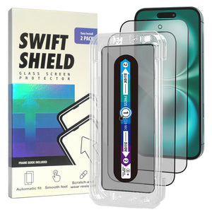 iPhone 16 Plus Matte Anti-Glare Premium Tempered Glass Screen Protector Alignment Kit by SwiftShield [2-Pack]