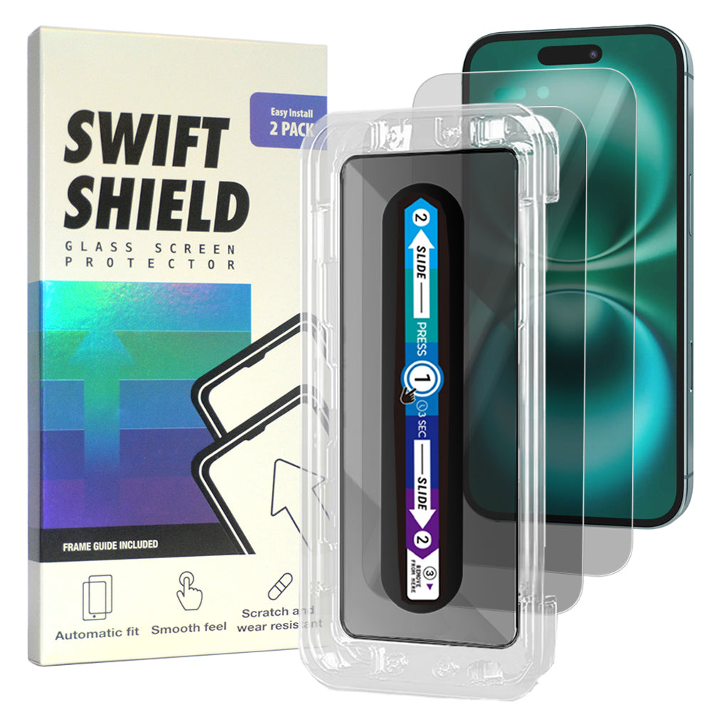 iPhone 16 Plus Privacy Premium Tempered Glass Screen Protector Alignment Kit by SwiftShield [2-Pack]