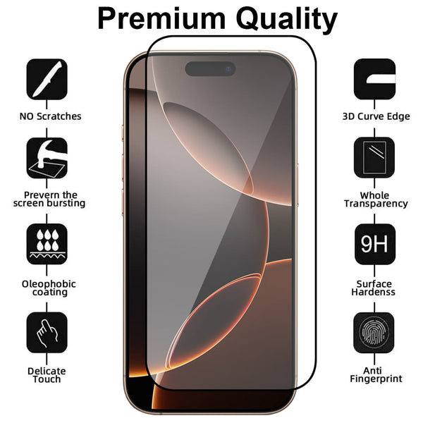 Full Cover Glass Screen Protector for iPhone 16 Pro