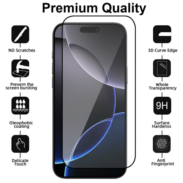 Full Cover Glass Screen Protector for iPhone 16 Pro Max