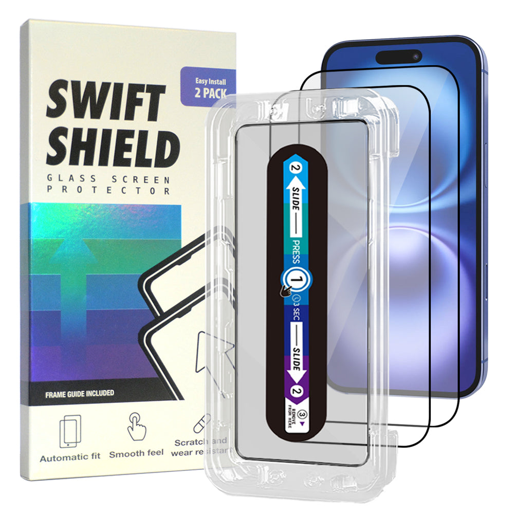 iPhone 16 Clear Premium Tempered Glass Screen Protector Alignment Kit by SwiftShield [2-Pack]