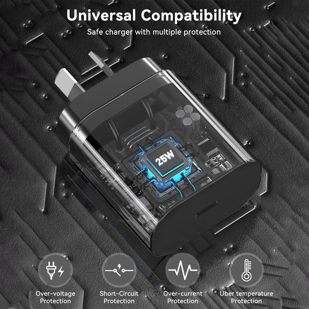 25W Superfast Compatible Wall Charger with USB-C to USB-C cable
