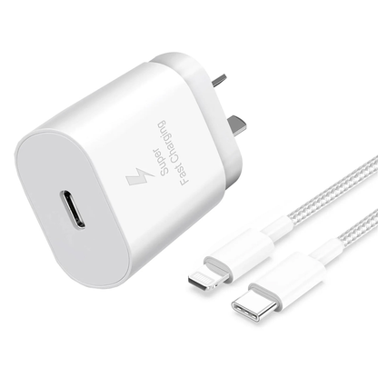 25W Fast Wall Charger with Lightning to USB-C cable