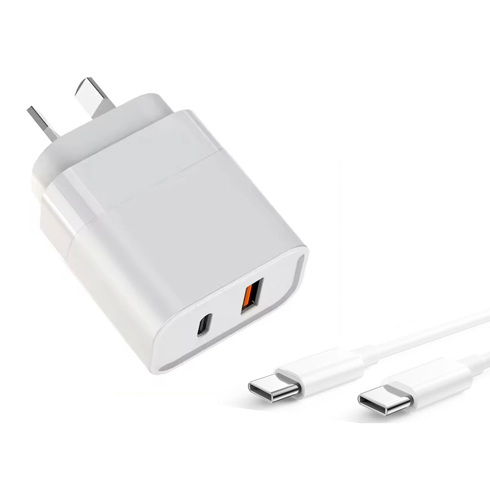 30W Superfast compatible Dual Wall Charger with USB-C to USB-C Cable