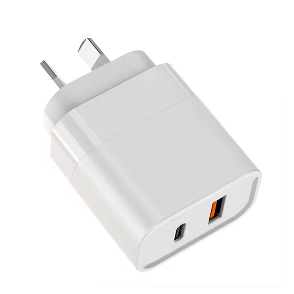 30W Superfast compatible Dual wall charger (USB-A + USB-C port)