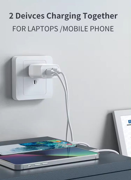 30W Superfast compatible Dual wall charger (USB-A + USB-C port)