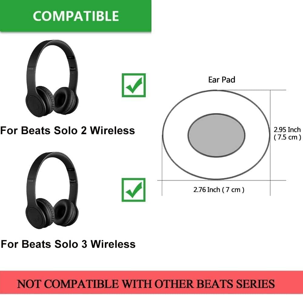 Replacement Ear Pads Compatible with Dr Dre Beats by Dre Solo 2.0 Wireless