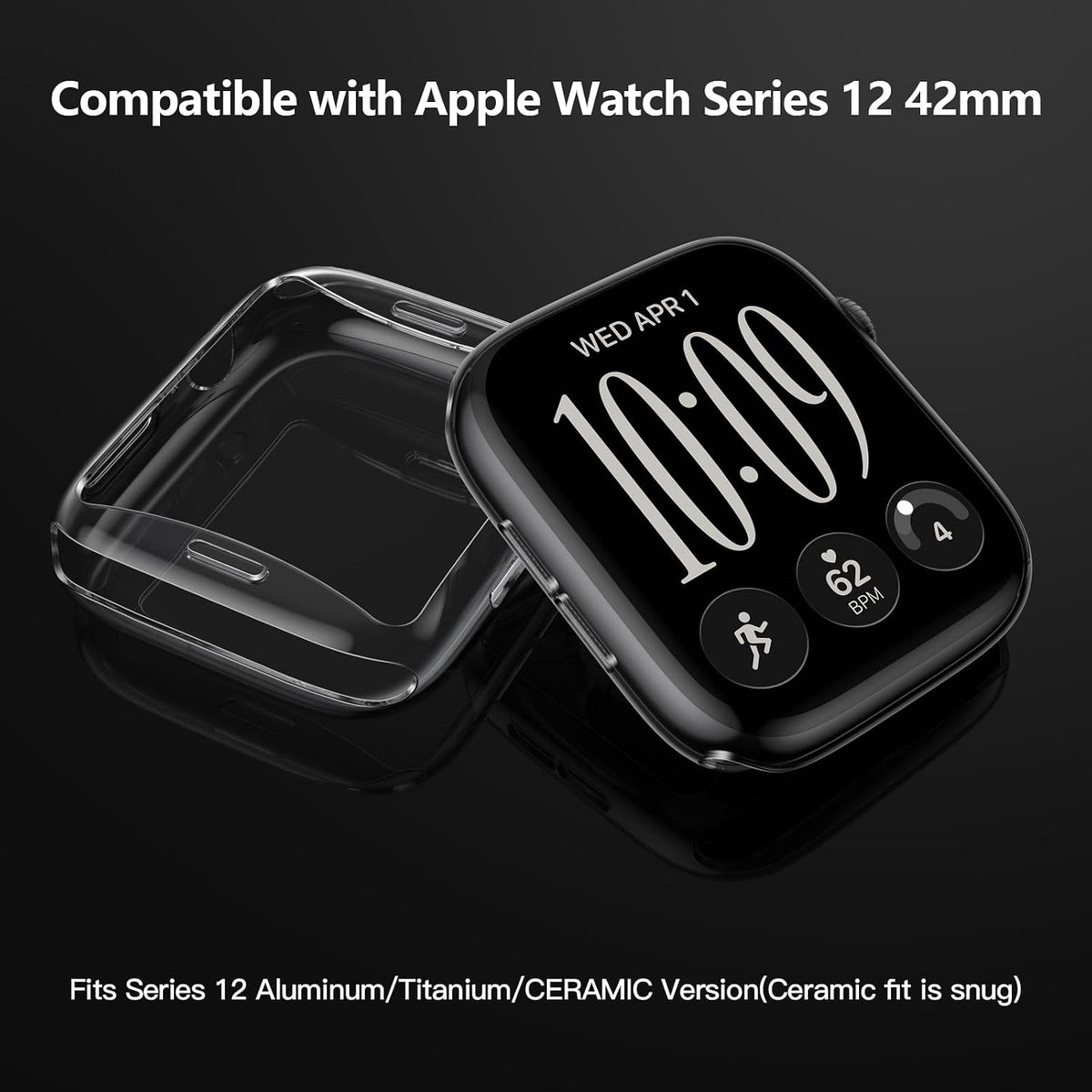 TPU Clear Case Screen Protector for Apple Watch Series 12 (42mm)