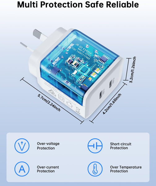 (35W) Superfast compatible Dual USB Type-C Wall Charger with USB-C to Lightning