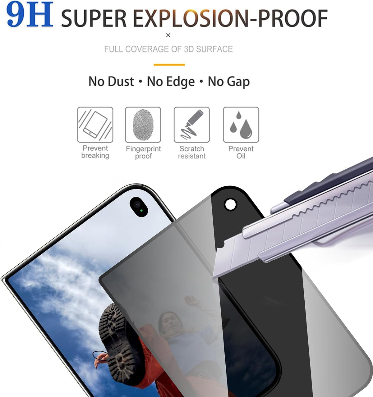 Privacy Glass Front Cover Screen Protector for iPhone Duo