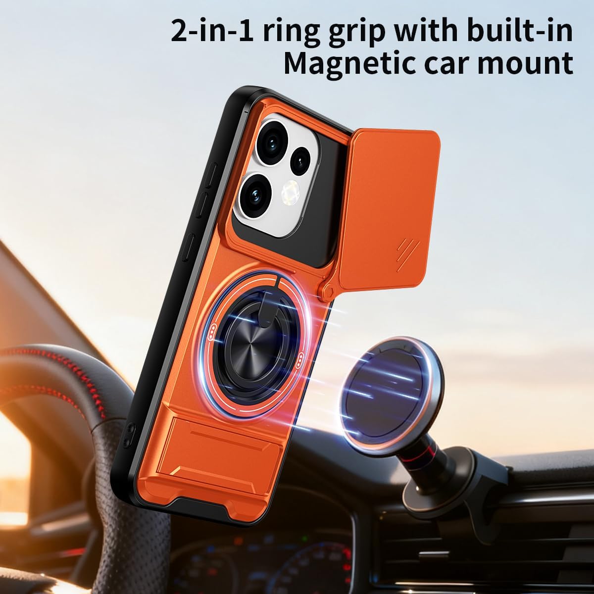 Magsafe Compatible Tough Ring Stand Case for Oppo Reno 16 Pro