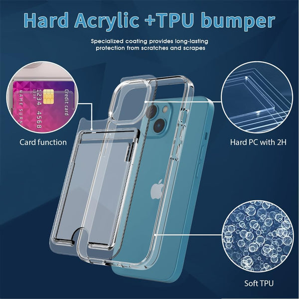 Clear Wallet Card Case for iPhone 15 Plus