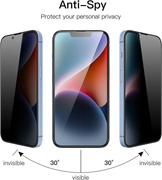 iPhone 14 Pro Privacy Premium Tempered Glass Screen Protector Alignment Kit by SwiftShield [2-Pack]