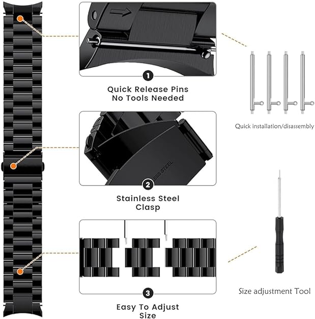 No Gap Stainless Steel Strap for Samsung Galaxy Watch 7 44mm