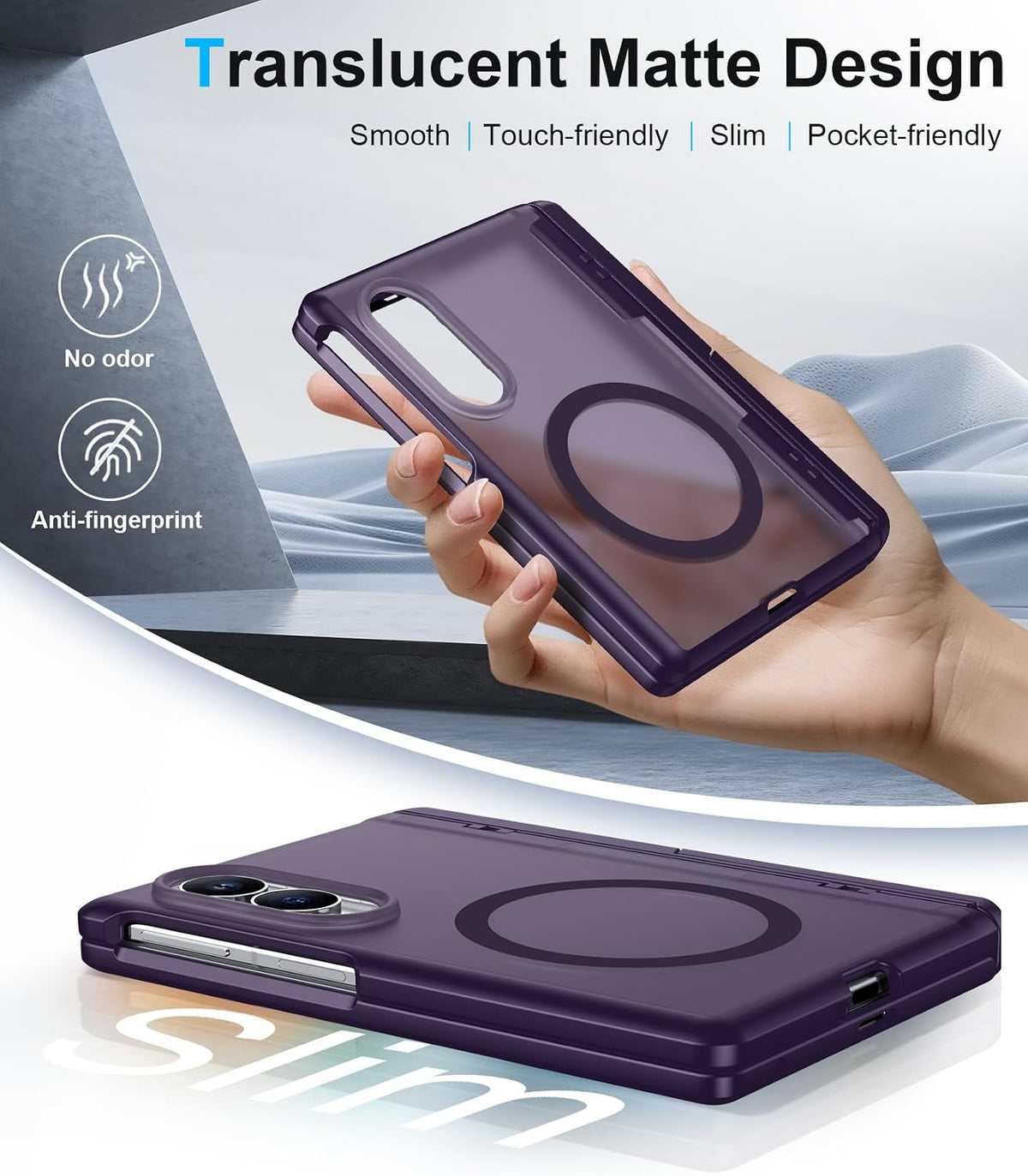 360 Magsafe Compatible Matte Case with Stand for Samsung Galaxy Z Fold 8