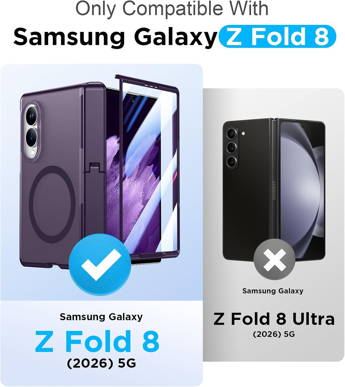 360 Magsafe Compatible Matte Case with Stand for Samsung Galaxy Z Fold 8