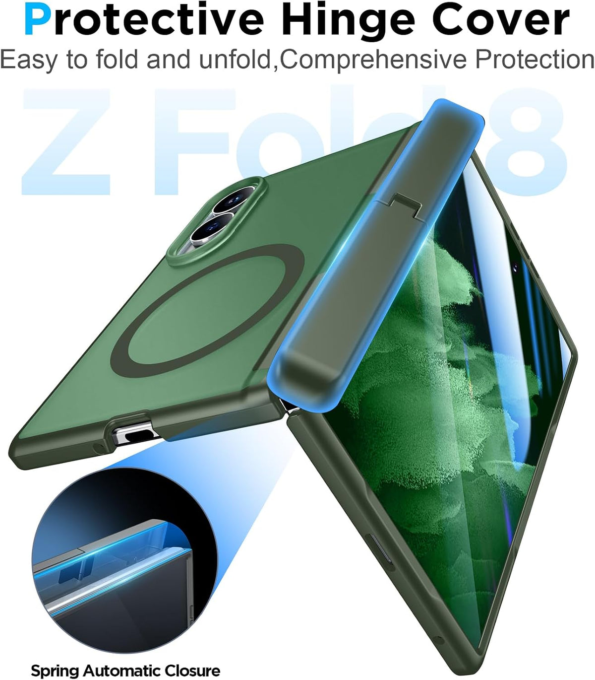 360 Magsafe Compatible Matte Case with Stand for Samsung Galaxy Z Fold 8