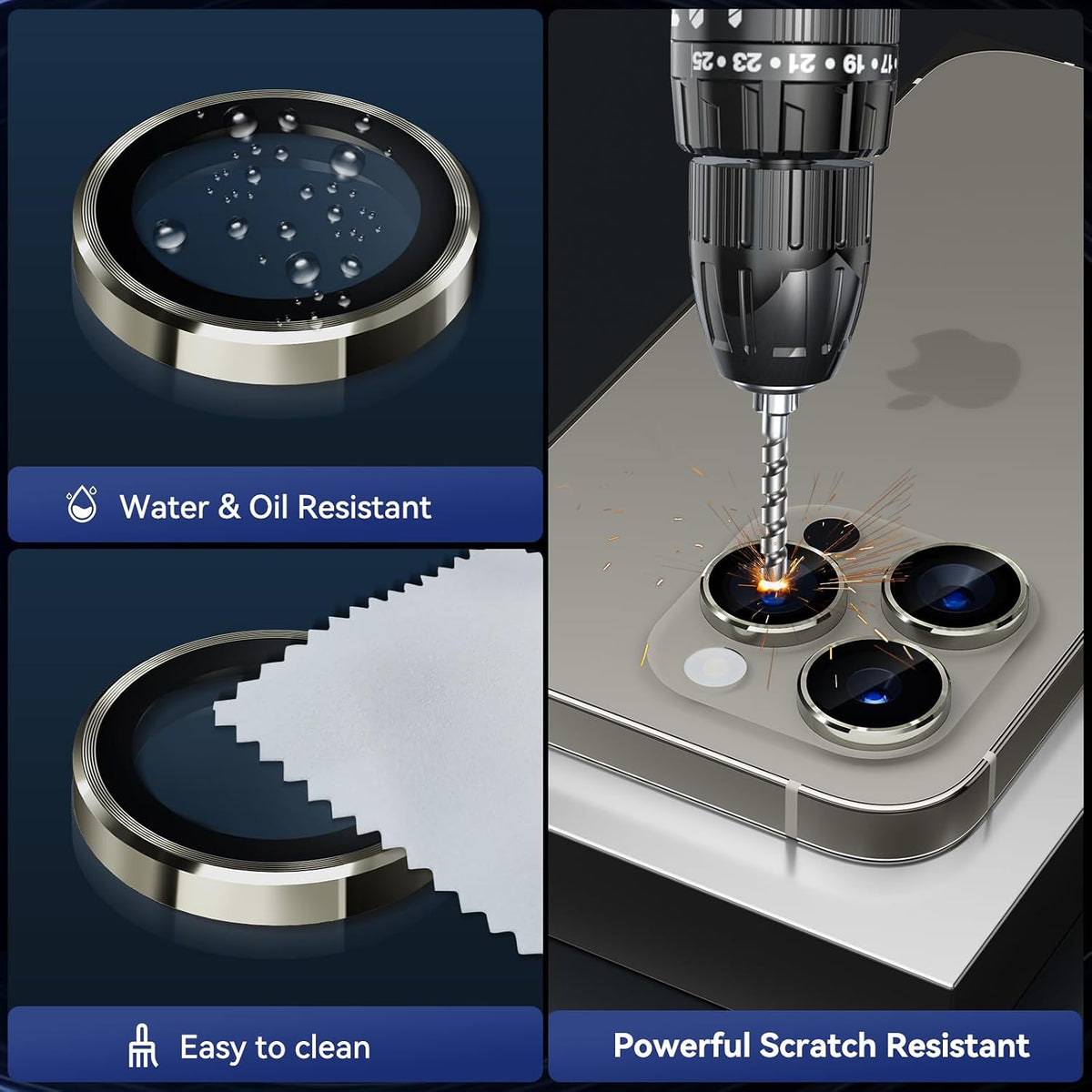 Camera Lens Protector Alloy Frame for iPhone 15 Pro
