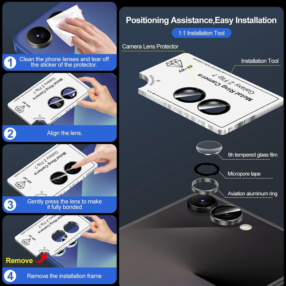 Camera Lens Protector Alloy Frame for Z Flip 7