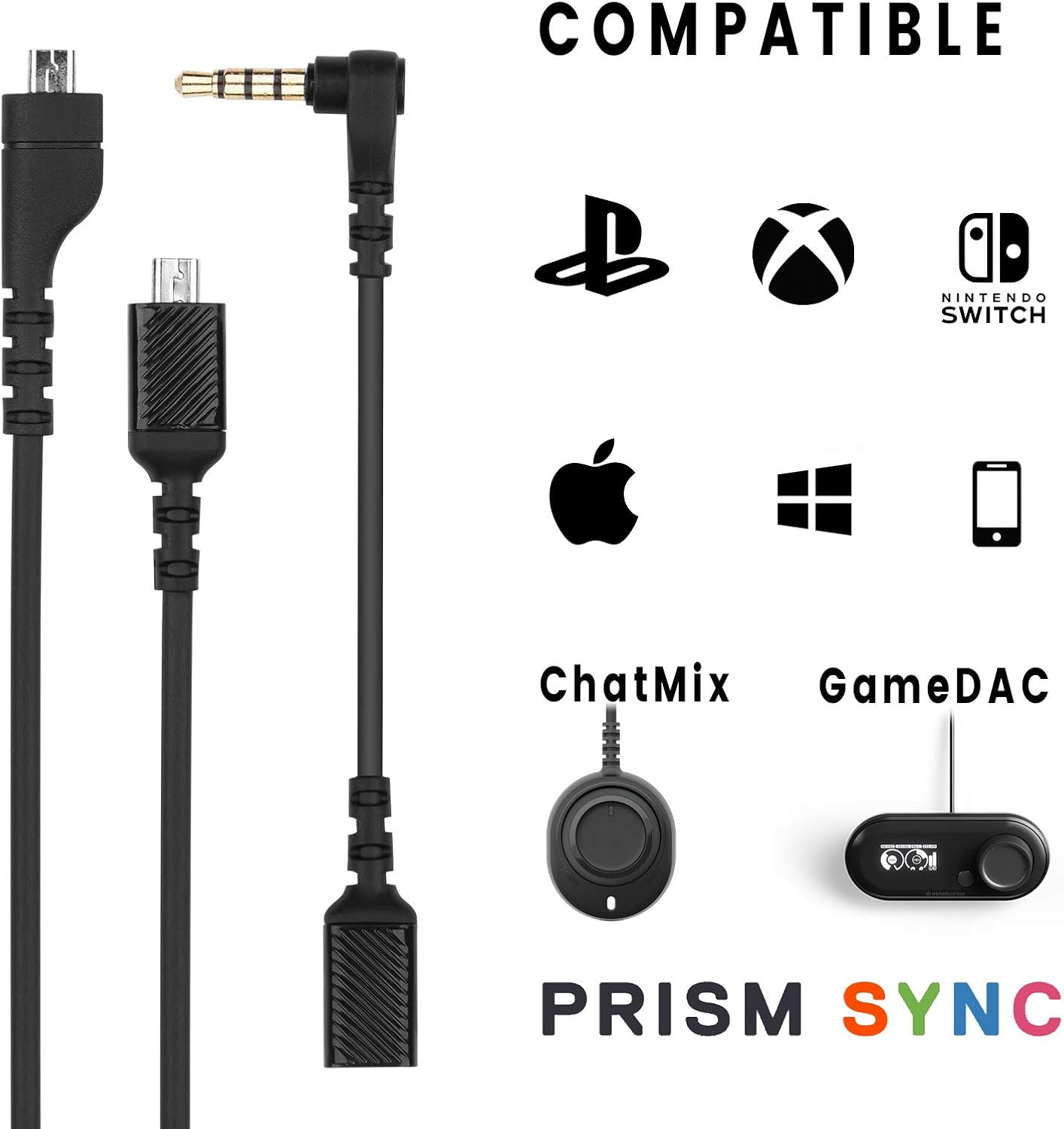 Replacement Charging & Audio Cable for SteelSeries Arctis 7