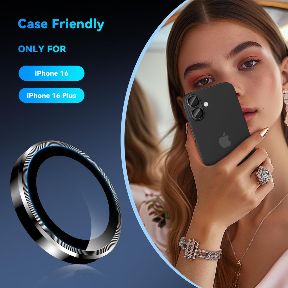 Camera Lens Protector Alloy Frame for iPhone 16 Plus