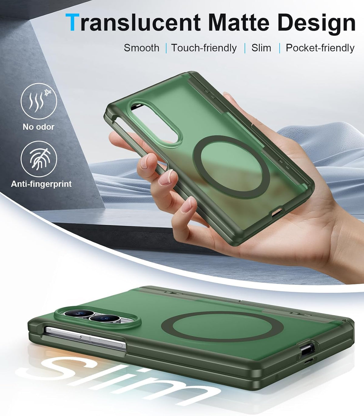 360 Magsafe Compatible Matte Case with Stand for Samsung Galaxy Z Fold 8