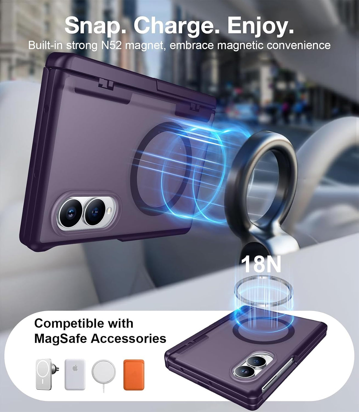 360 Magsafe Compatible Matte Case with Stand for Samsung Galaxy Z Fold 8