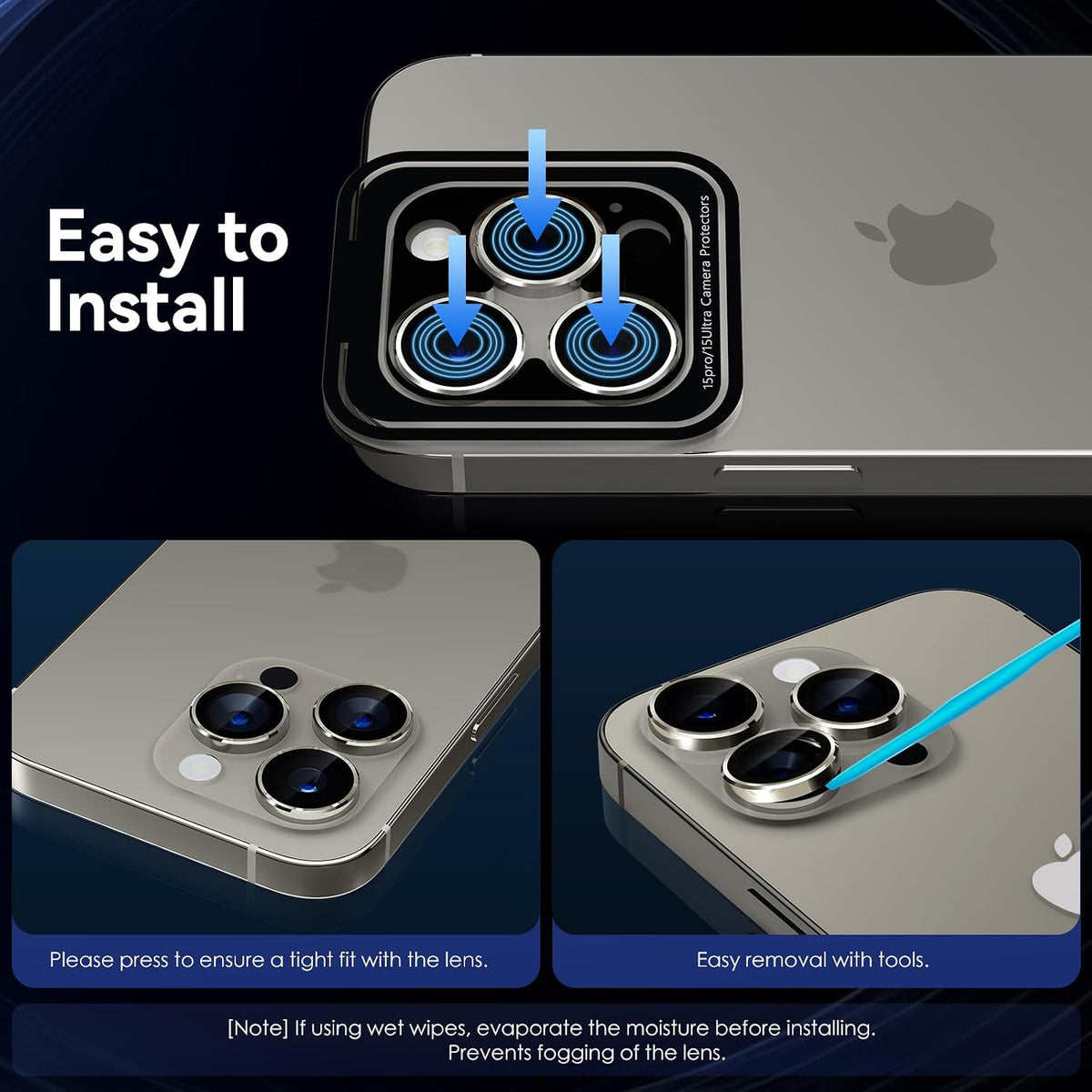 Camera Lens Protector Alloy Frame for iPhone 15 Pro