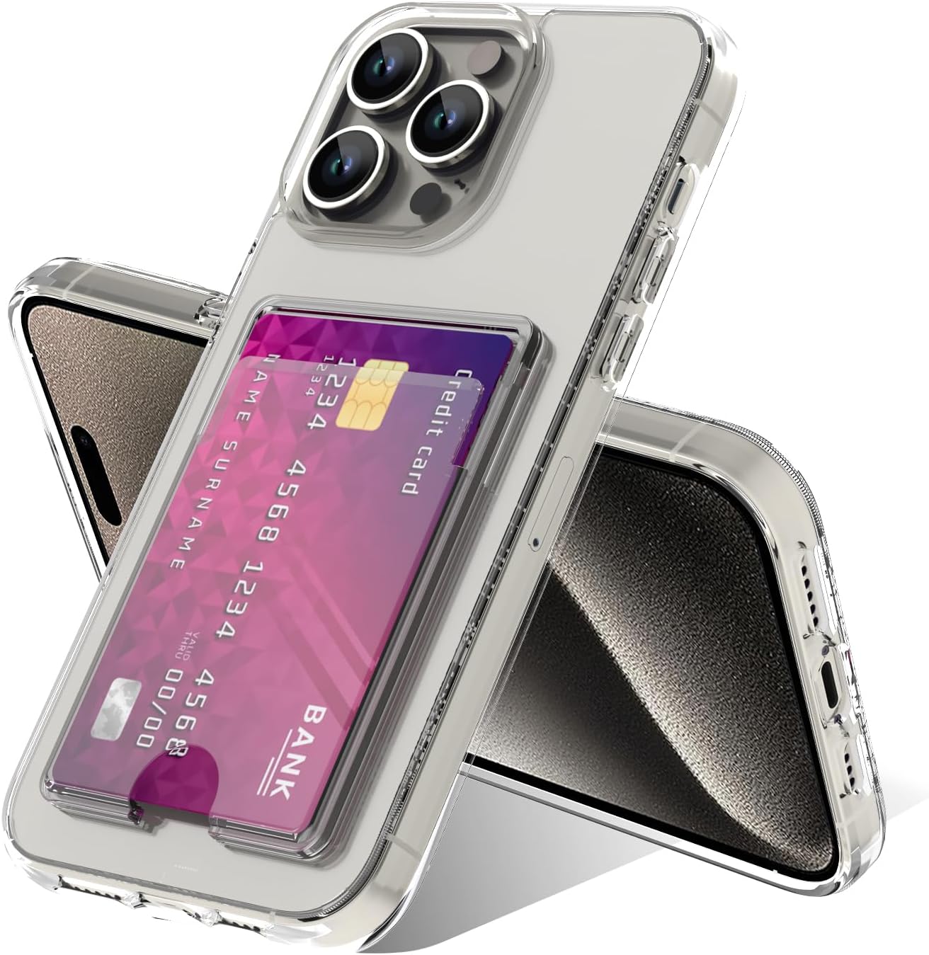 Clear Wallet Card Case for iPhone 15 Pro Max