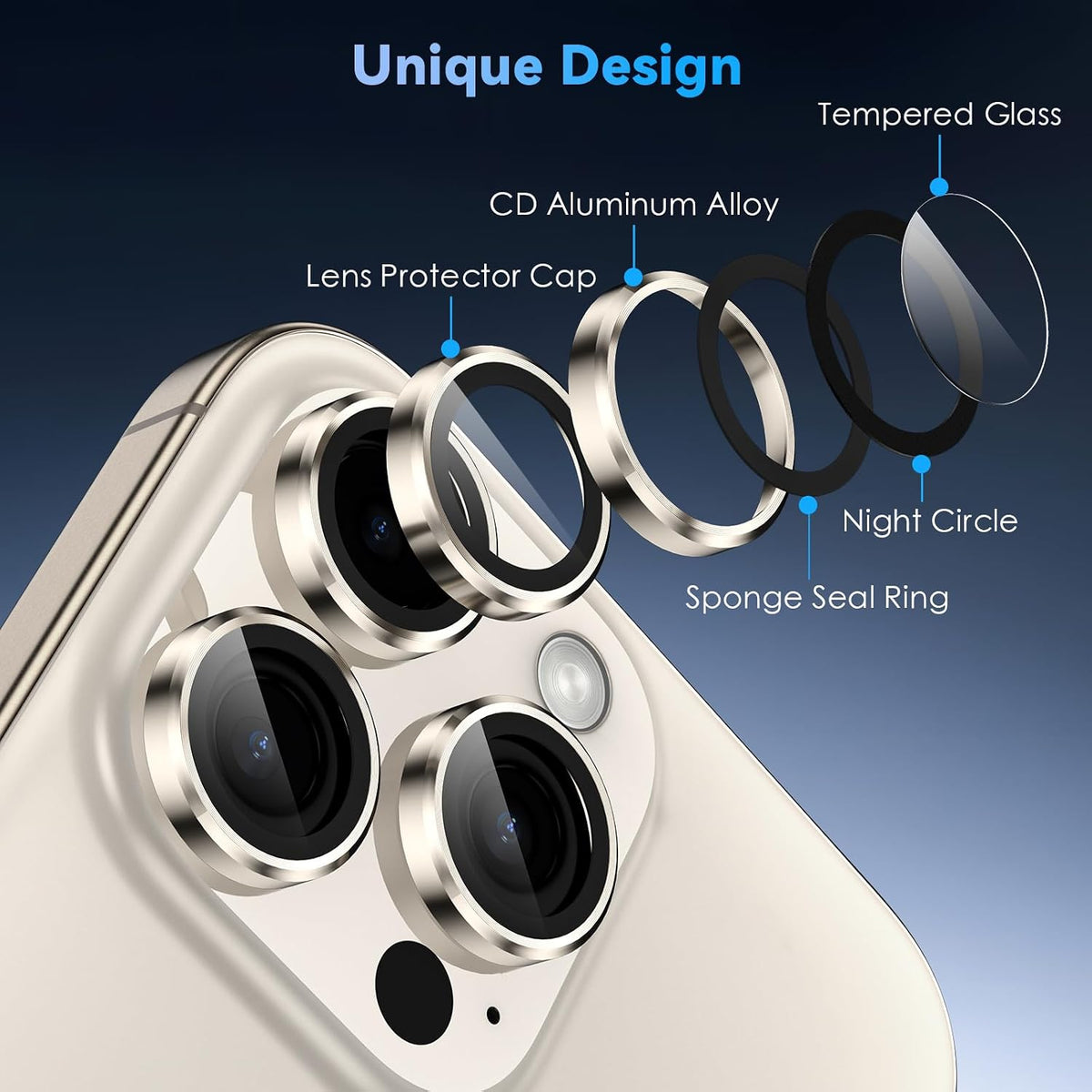 Camera Lens Protector Alloy Frame for iPhone 16 Pro