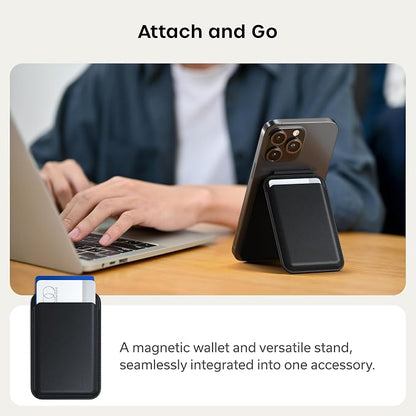 MagSafe Compatible Magnetic Leather Wallet Flip Card Holder