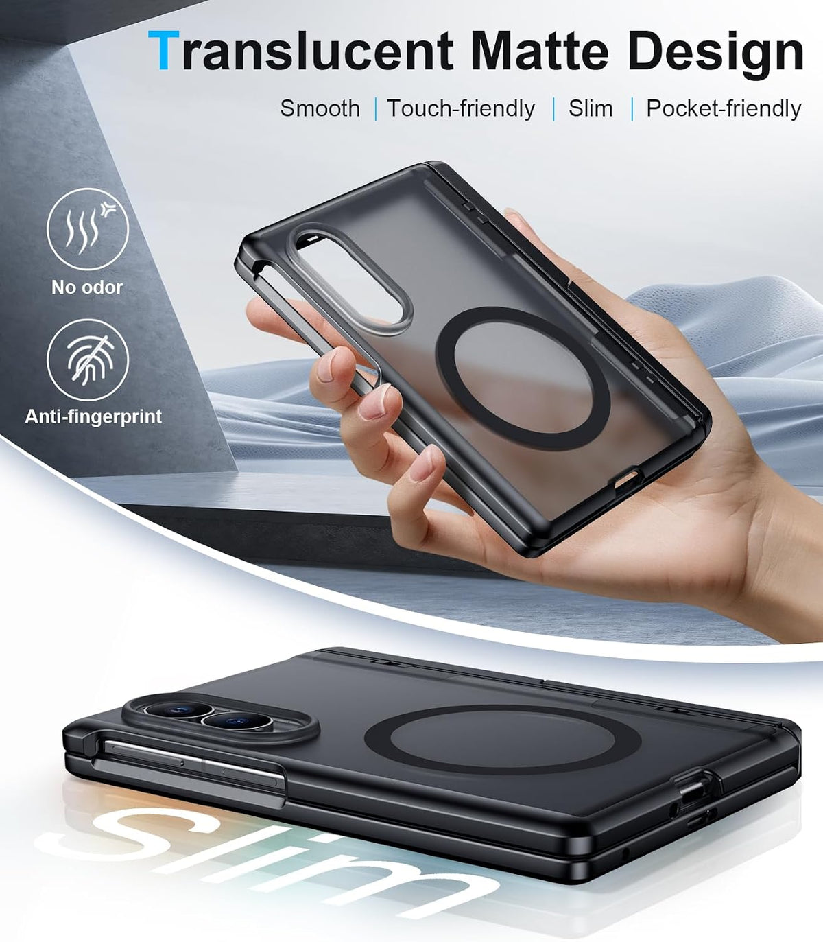 360 Magsafe Compatible Matte Case with Stand for Samsung Galaxy Z Fold 8