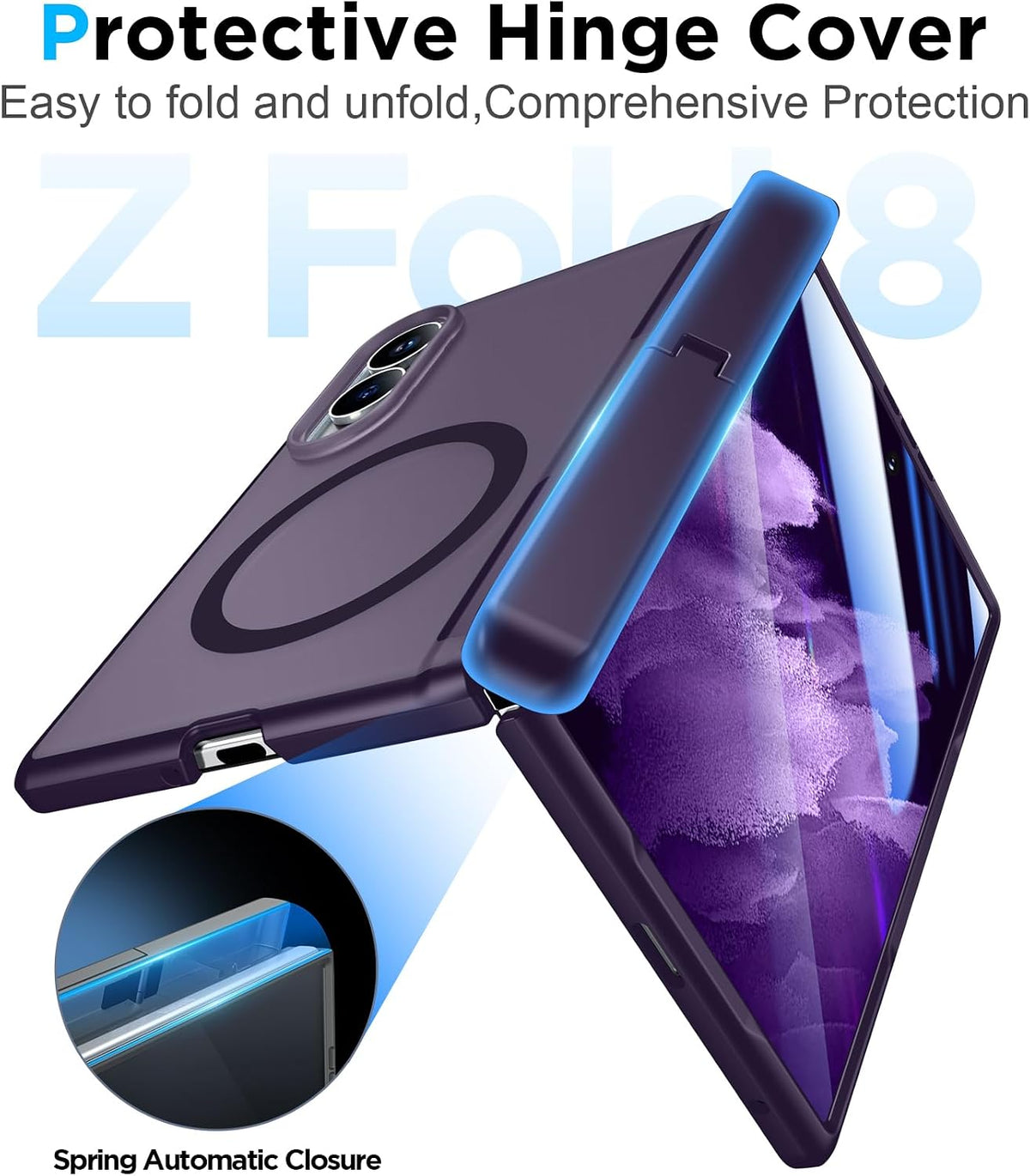 360 Magsafe Compatible Matte Case with Stand for Samsung Galaxy Z Fold 8