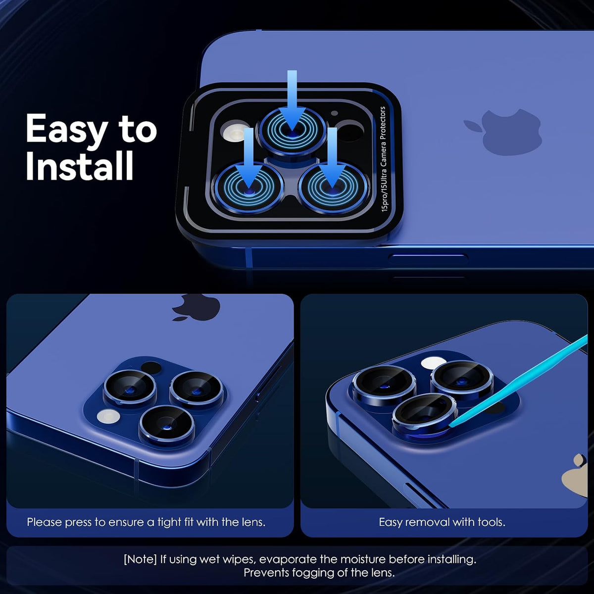 Camera Lens Protector Alloy Frame for iPhone 15 Pro