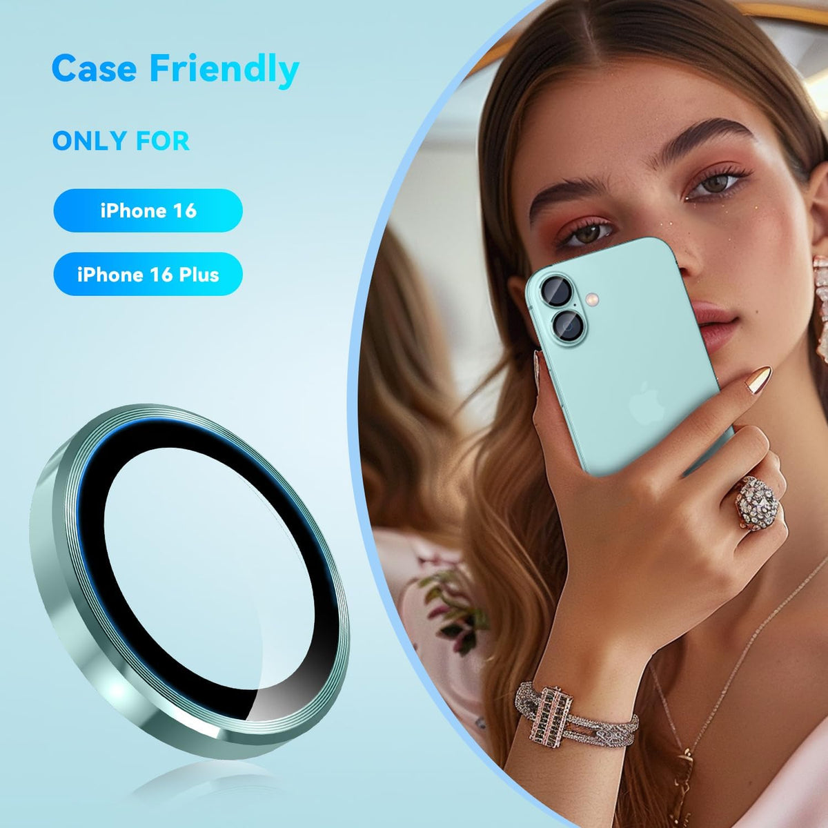 Camera Lens Protector Alloy Frame for iPhone 16 Plus