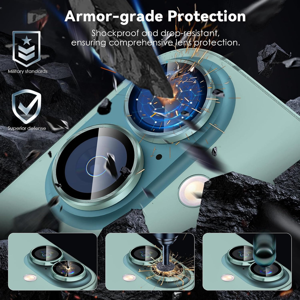Camera Lens Protector Alloy Frame for iPhone 16 Plus