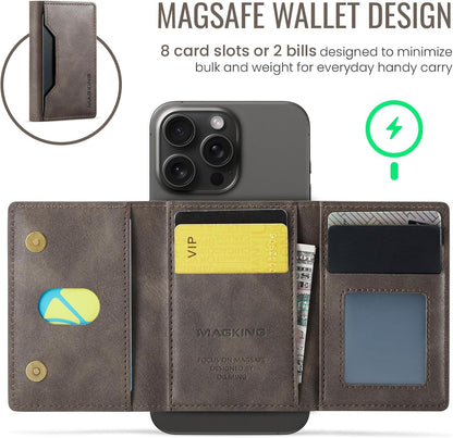 MagSafe Compatible Magnetic Leather Wallet Card Holder for iPhone