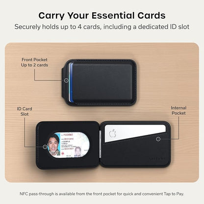 MagSafe Compatible Magnetic Leather Wallet Flip Card Holder